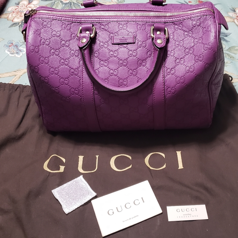Gucci Purple Monogram Leather Dome Satchel